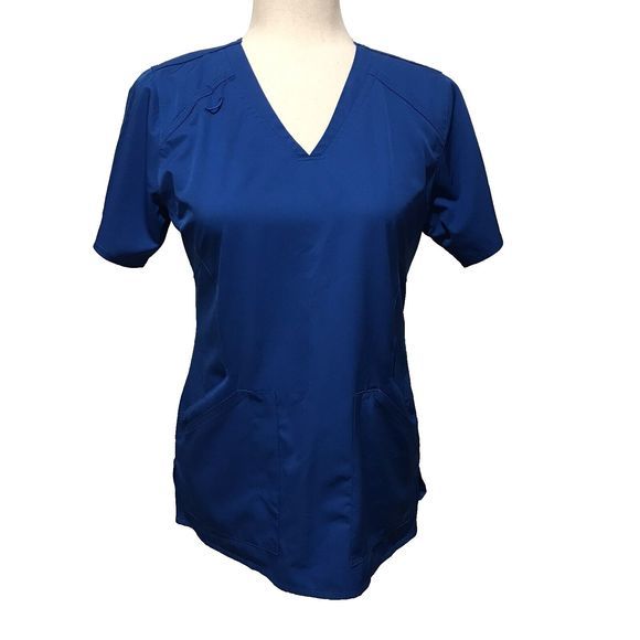 Carhartt Force Scrub Top Women's Blue‎ XS Pockets V-Neck Stretch - Picture 1 of 9
